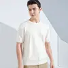 Camiseta Tricô Masculina Manga Curta Cor Sólida Casual Solta Pulôver Manga Meia Estação Primavera Verão Suéter Fino Camisa Base Tendência