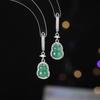 Nuevos Pendientes de Calabaza Fulu Estilo Chino de Gama Alta Estilo Antiguo Elegante Calcedonia Verde Calabaza Estilo Nacional Pendientes de Lujo Accesibles