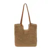 Bolsa de Praia Tecida Estilo Artístico Casual, Bolsa de Mão Vazada Estilo Preguiçoso Ins, Bolsa de Ombro Grande Capacidade para o Dia a Dia
