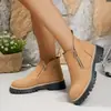 Estas Botas São um Sucesso! Versátil, Quente, Amigo do Inverno, Impermeável, Corte Curto, Salto Grosso, Tecido de Espuma de Borracha PU