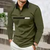 Otoño Invierno Clásico Casual para Hombre Tela Piqué Moderna Color Sólido Cuello de Solapa para Hombre Cuello de Solapa Simple Deportivo Manga Larga