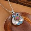 Collar de plata esterlina 925 de estilo étnico con doble pez para mujer, colgante de la suerte de esmalte cloisonné, nueva cadena larga para suéter de otoño e invierno