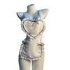 Amor como a nova lingerie sexy amor sexy avental sem costas role-playing roupa de empregada 5452