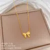 [acero de titanio de cuerpo completo] temperamento de lazo simple personalidad minimalista horno collar de oro real femenino cadena de clavícula ins