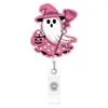 Porta-credencial retráctil de Fantasma Cartoon Brillante 'Boo' con Cordón de Fácil Extracción, Regalo de Halloween para Compañeros de Trabajo