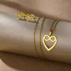 Nuevo Set de Collar y Aretes Corazón de Acero Inoxidable de Sudamérica Número de la Suerte 8 Set Brillante Personalizado Wholesale