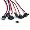 Conector fêmea TYPE-C 2P à prova d'água moldado por injeção com abas furo de montagem de 90 graus comprimento do fio 24AWG 20cm terminal PH2.0