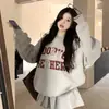 Traje de moda de terciopelo de zorro plateado compuesto de algodón chino de piel de algodón puro, suéter estampado de otoño e invierno, falda de cintura alta, conjunto de dos piezas