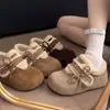 Zapatos casuales tipo Birkenstock de suela gruesa con forro de felpa, cierre de velcro y diseño de lazo, perfectos para el invierno 2026, versátiles y cómodos para usar al aire libre, zapatos de algodón para mujer para abrigarse