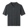 Camisa Polo Estilo Old Money 100% Lana Merino con Cuello Camisero, Camiseta de Manga Corta sin Botones, Tejido Elegante para Capas de Viaje