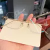 Armazón de Gafas para Miopía de Borde Cortado Sin Marco para Mujer con Filtro de Luz Azul Artefacto para Sin Maquillaje