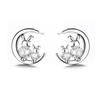 Pendientes de conejo de jade mini con diamantes brillantes de Cat Ning antiguos, pendientes de chica de moda japonesa y coreana, pendientes de conejo en la luna