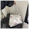 Bolsa de Ombro de Lona Bordada com Flor Estilo Nacional Portátil Transfronteiriça para Axila Bolsa de Armazenamento Feminina Bolsa Transversal Jacquard de Alta Qualidade