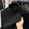 Moletom pesado Zhen De Rong para homens, novo modelo de outono 2026, camisa base casual de manga comprida quente e folgada para homens de meia-idade, atacado