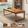 Mesa de Comedor, Sala de Estar, Mesa de Té y Sillas para el Hogar, Mesa de Té con Patas de Madera Maciza, Mesa Grande de Negociación Estilo Chino Nuevo, Mesa de Café, Mesa de Té de Doble Propósito