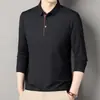 Camiseta de Manga Larga para Hombre, Casual de Negocios para Hombres de Mediana Edad, Primavera y Otoño 2025 Nuevo Estilo, Ropa de Papá, Camisa Polo para Hombre, Venta al por Mayor