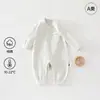 Mameluco de Algodón Puro Color A para Niños y Niñas, Mono de Bebé, Traje de Gateo Estilo Japonés de Otoño, Ropa Base para Bebés