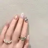 Barbie Dorada Gatito Dulce Ojo de Gato Hecho a Mano Lujo Ligero Apilado Pedrería Diseño Pesado Modelo Uñas Portables Hechas a Mano