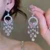 Brincos de Borboleta Elegantes Estilo Francês Cravejados com Diamantes, Colar, Brincos com Franjas Estilo Palácio, Conjunto de Joias de Luxo Leve de Alta Qualidade Atacado