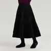 Falda Larga de Invierno para Niñas Pudding Haru 2025 Otoño e Invierno Nueva Falda Plisada con Textura de Terciopelo para Niños