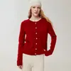 Nueva colección de otoño: Cárdigan de punto de cachemira simple y elegante con cuello redondo y cierre de botones, una chaqueta suéter versátil para mujer, perfecta como capa base