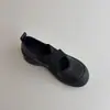 Zapatos de ballet deportivos de suela gruesa con textura de piel de oveja para mujer, versátiles, de cuero genuino, con correa cruzada, punta redonda, zapatos de un solo color, Mary Janes retro