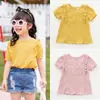 Ropa de Verano para Niños 2025 Blusa para Niñas Estilo Coreano con Borde de Volantes Tops de Manga Corta de Moda para Niñas Venta al por Mayor desde Fabricante