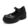 Zapatos Planos Mary Jane para Mujer Talla Grande Primavera 2025 Nuevos Zapatos Pequeños de Cuero para Mujer Tacón Grueso Suela Gruesa Versátiles con Falda Planos de Tacón Alto