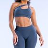 Conjunto de Ropa Deportiva de Yoga para Fitness, Sujetador Deportivo de Nylon Mate de Alta Elasticidad con Hombro Inclinado, Pantalones de Yoga Sin Costuras, Transfronterizo Aliexpress