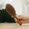 Pente Almofada de Ar de Cabacinho de Sândalo Dragão e Fênix, Pente com Airbag para Massagear os Meridianos da Cabeça, Pente de Madeira para Cabelos Longos e Curtos, Pente Doméstico de Madeira Maciça
