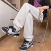 Pantalones de chándal bordados con logo para hombre, pantalones casuales holgados de estilo retro americano para otoño, pantalones de pierna ancha de moda para adolescentes