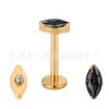 Paquete Ojo de Caballo Chapado en Oro de Titanio F136 con Zirconia 5A Joyería para Perforación de Uñas de Labios Aleación de Titanio G23 Accesorios Dorados para Uñas de Oreja