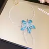 Colar de Franjas de Cristal Flor Pérola Agulha de Prata Estilo Férias de Verão Corrente para Clavícula Design Moderno Colar para Mulheres Atacado
