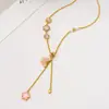 Retro Nuevo Estilo Chino Inteligente Mariposa Esmalte de Goteo Flor de Durazno Collar para Mujer Lujo Ligero Flor Antigua Cadena de Clavícula de Doble Cara de Gama Alta