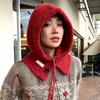 Coreia do Sul Balaclava Chapéu Cachecol Peça Única Feminino Outono e Inverno Quente Proteção de Orelha Capuz de Pescoço Chapéu de Lã Tricotado