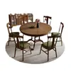 Mesa de Jantar e Cadeiras Estilo Americano em Madeira Maciça, Conjunto de 1,2m para 4-6 Pessoas, Mesa Redonda em Madeira de Freixo Branco, Estilo Vintage, Adequado para Lares Pequenos