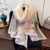 Bufanda de Seda Bordada de Lujo para Mujer, Chal Delgado de Primavera y Otoño, Bufanda Bordada Elegante y de Moda, Estilo Versátil