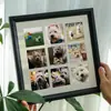 Marco de Fotos de Madera Maciza de Gama Alta con Múltiples Compartimentos al por Mayor para Mascotas Parejas Hecho a Mano DIY Color Nogal Marco de Fotos de Nueve Compartimentos de Mesa