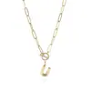 Collar con Letra Europea y Americana Transfronterizo Chapado en Oro Real Tendencia Hip-Hop Europeo y Americano Colgante de 26 Letras Inglesas al por Mayor
