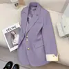 Conjunto Feminino Estilo Coreano com Mangas Dobradas, Várias Cores em Estoque, Entrega Direta, Novo Modelo Outono 2026, Botão Dourado, Cor Vibrante, Blazer de Corte Amplo