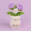 Plantas de Tulipán Hechas a Mano con Ganchillo Transfronterizas en Maceta, Adornos de Rosa, Jarrones de Flores Tejidos con Hilo, Flores Artificiales, Plantas en Maceta para Escritorio