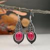 Rongyu Aretes Creativos Europeos y Americanos de Hoja de Árbol Vintage Turquesa Moda Bohemia Rubí para Novia