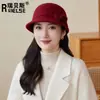 Nuevo Sombrero de Lana de Moda Versátil Estilo Coreano para Mujer Principios de Otoño Sombrero de Copa Pequeña que Resalta la Cara Sombrero Simple Elegante de Protección Solar