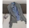 M LINK Blusa Relaxada Estilo Old Money para Mulheres Outono 2026 Nova Malha Patchwork de Linho Falsa Dupla Peça