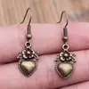 1 Par de Pendientes Florales Retro con Forma de Corazón, Pendientes de Moda, Joyería, Accesorios de Ocio, Accesorios, Regalos