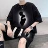 Terno de verão masculino americano moda manga curta camiseta shorts conjunto de duas peças waffles casual tamanho grande conjunto