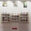 Loja de sapatos sapateira expositor estante vitrine de casamento prateleira multicamadas loja de roupas femininas porta-bolsas madeira maciça montado na parede