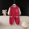 Conjunto Sencillo con Letra A Estilo Primavera y Otoño para Niños y Niñas, Ropa Infantil para Niños de Primavera y Otoño
