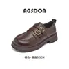 Mocasines Augusiden para mujer 2026 nuevo modelo de otoño zapatos de cuero con tacón grueso marrón estilo británico suela blanda zapatos para commuting