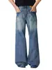 Roupas Masculinas Fengshe / Lançamento Primavera 2026 Nova Moda Americana de Rua Jeans Wide-Leg com Acabamento Pesado Solto Levemente Flare Corte A